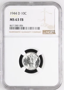 1944 D Mercury Dime NGC MS-63 FB - Bild 1 von 2