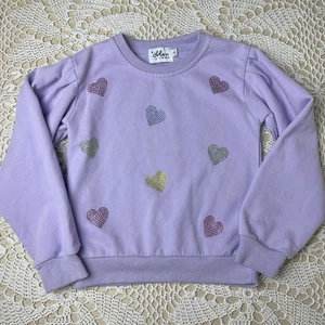 Maglione Felpa Lola + The Boys Girls 4 Cuori Cristallo Lavanda - Foto 1 di 5
