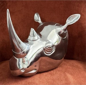 Nashorn Wanddekoration, Deko, Dekoration silber, extravagant, Aluminium massiv - Bild 1 von 3