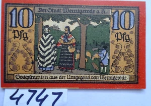 GERMANY 1921 - STADT  WERNIGERODE - 10 Pfg -AU/UNC -GrM 1407.3 - WATERMARK - Picture 1 of 2