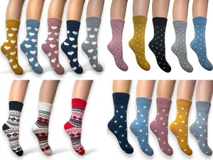 Jess & Lou Ribbed Socks Cosy Warm Fluffy Soft Wool Blend Colourful Pattern Gift - Picture 1 of 89