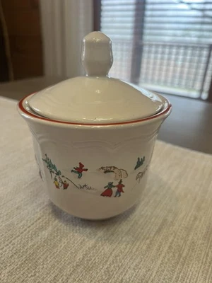 Farberware Blanco Navidad Azúcar Cuenco 95 # 391 con Tapa Katherine Bobanovsky Foto 1 de 4