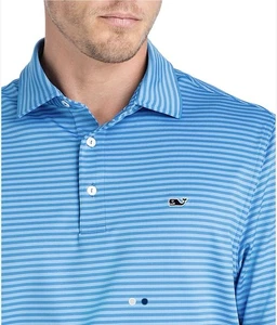 VINEYARD VINES Talla L Para Hombres Polo Rendimiento Rayas Azules Golf Absorbe Usada en Excelente Condición - Imagen 1 de 8