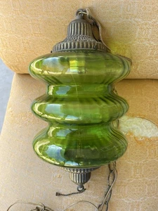 Vintage grüne Hängeleuchte mit Kordel - Bild 1 von 8