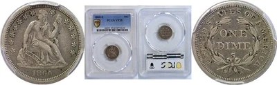 1860-S 10C Seated Liberty Dime PCGS VF-35 - Image 1 of 3