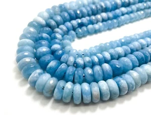 AAA Hochwertig Natürlich Blau Aquamarin Facettiert Rondell Edelstein Perlen PG139BC - Bild 1 von 7