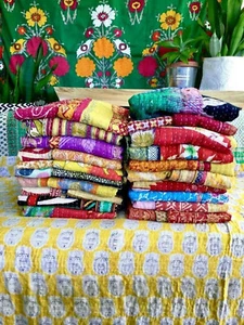 Wholesale 10 PC Vintage Handmade Kantha Quilts,Reversible Throw Blanket Quilts - Picture 1 of 8