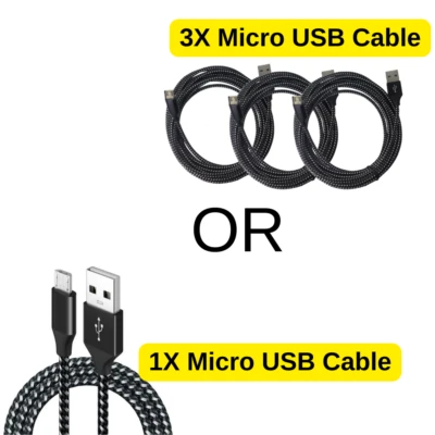 1/3x Lot Braided Cable Fast Charging Data Cord 10Ft For iPhone Type-C Micro USB - Image 1 of 4