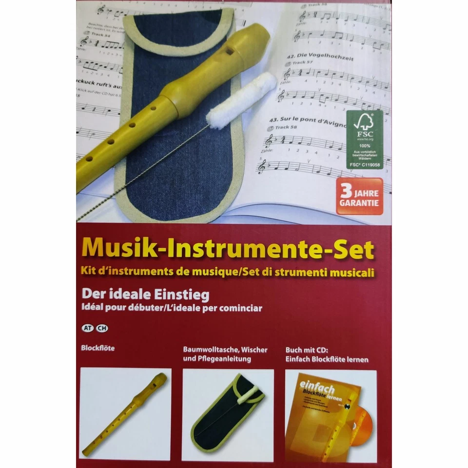 VOGGENREITER Holz Blockflöten-Set deutsche Griffweise