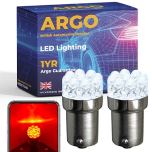 2x 382 1156 Led Ba15s P21w Red 9 Led Car Rear Stop Brake Tail Fog Light Bulbs - Picture 1 of 12