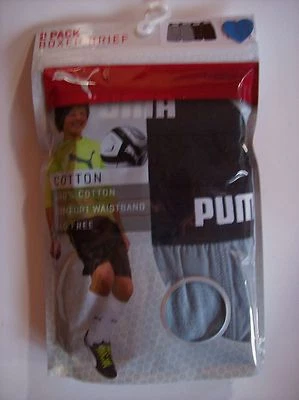 Puma Ropa Interior Calzoncillos 2pk Calzoncillos Boxer Sin Etiquetas Niños Gris Negro Nuevo en Paquete Foto 1 de 2