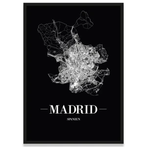 JUNIWORDS Stadtposter, Madrid, Schwarz, Kunstdruck Plan Map - Bild 1 von 7