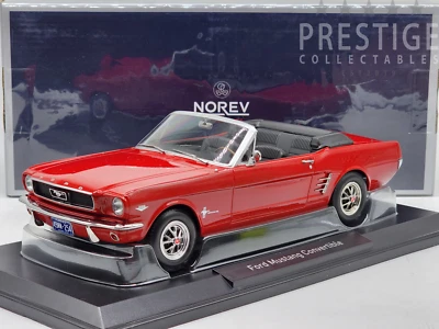 Norev 1966 Ford Mustang Convertible Open Roof Red 1:18 Scale - New - Image 1 of 4