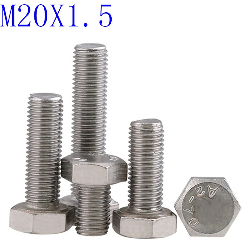 M20 - 1.5 Rosca Fina 304 Acero Inoxidable Hexagonal Tapa Perno/Tornillo DIN 933 Grifo A2 Foto 1 de 4