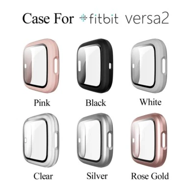 Protective Case For Fitbit Versa 2 Watch Cover Tempered Glass Screen Protector - Image 1 of 4