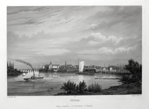 KÜSTRIN (Kostrzyn) vista general grabado en acero real, pareja alrededor de 1860 - Imagen 1 de 1