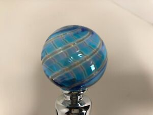 Murano Glass Bottle Stopper Blue Stripes