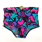 Vtg 80S Women's Medium Bikini Bottom Color Block High Waist Swim Wear Shorts