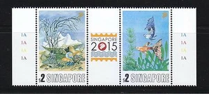 SINGAPUR 2013 WELT BRIEFMARKENAUSSTELLUNG 2015 SERIE 2 ZUSAMMENMIETER SATZ 2 BRIEFMARKEN POSTFRISCH - Bild 1 von 3