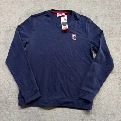 Fila 长袖圆领运动衫男式蓝色套衫标志运动中号 — 第 1/4 张图片