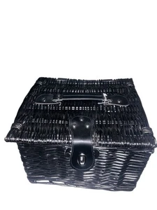 Black Wicker 30x20x25cms Ideal Easter Picnic Decorative Basket With Twist Lock - Picture 1 of 3
