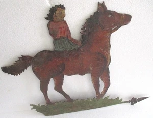 ANTIKE ALTE WETTERFAHNE PFERD UND REITER , RIESIGE WETTERFAHNE . - Bild 1 von 8