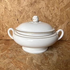 Tazón de plato de verduras con tapa de puré blanco y dorado Royal Worcester China Contessa - Imagen 1 de 11