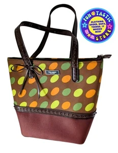 HANDBAG PURSE. KATE SPADE BRAND. POLKA DOT BOW BROWN GREEN Orange Lime MEDIUM. - Picture 1 of 10