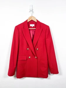 Giacca blazer Reiss donna UK 14 rosso Lola doppiopetto formale misto lana foderato - Foto 1 di 14