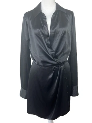 REFORMATION Black Alaine 100% Silk Retro Glam Party Chic Cut Out Sexy Mini Sz 6 - Image 1 of 4