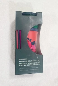 New Starbucks Reusable Cold Cups With Lids & Straws 24 Oz 5 Pieces FREE SHIPPING - Picture 1 of 7