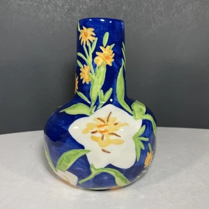 Anthropologie Marcella Vase von Leah Reena Goren blau weiß Lilie Blumen 6" - Bild 1 von 9
