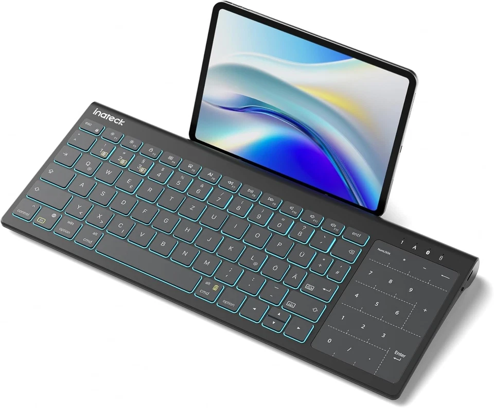 Inateck Tablet Tastatur 2-IN-1 Ziffernblock TouchpadVersteckter Ständer - Bild 1 von 4