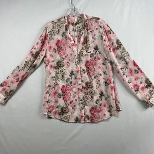 Kut From the Kloth Sheer Blouse Womens size Medium Pink floral Cottage Feminine - Picture 1 of 10
