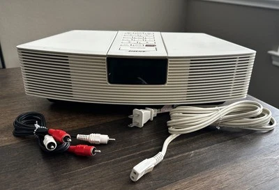 Bose Wave Radio AM FM Stereo Digital Alarm Clock AWR1-1W with AUX RCA L/R Cable - Image 1 of 4