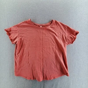 Old Navy Coral Short Floral Embroidered Sleeves T-shirt Top Size XL - Picture 1 of 6