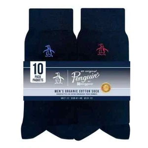 Penguin Premium Men's Organic Cotton Socks 10 Pack Size 7-11 in 2 Colours - Picture 1 of 13
