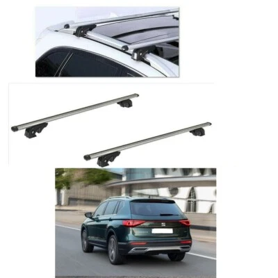 BARRE PORTATUTTO ALLUMINIO SEAT TARRACO ANNO 2019 CON RAILS CON SERRATURE  - Immagine 1 di 4