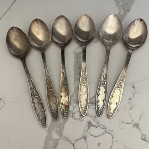 Vintage Table Spoons Silver Plated Melсhior Set of 6 Soviet Table Spoons 7.5"L - Picture 1 of 10
