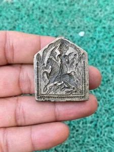 Ancient Brass Hand Carved Primitive Horse Warrior Sword Figured Jewelry Die Mold - Picture 1 of 9