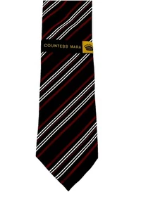 COUNTESS MARA Men's 100% Silk Tie Black/White/ Red Striped Pattern Hand Made NWT - Picture 1 of 5
