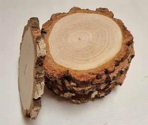 Rebanadas de madera lijado de doble cara corteza de árbol discos redondos en blanco círculos artesanales - Imagen 1 de 3
