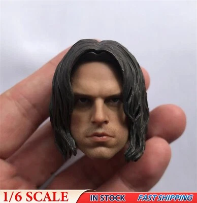 1/6 Winter Soldier Bucky Man Head Sculpt Fit 12" Hot Toys Worldbox Body Figures - Image 1 of 4