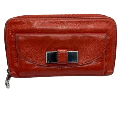 Auténtica cartera/bolsa de mano Chloe de cuero rojo con cremallera larga alrededor Foto 1 de 4