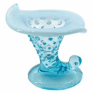 Candelabro Cornucopia Hobnail opalescente vidrio artístico Fenton azul aguamarina vintage - Imagen 1 de 8