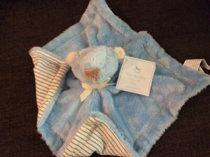 Pottery Barn Kids PBK Baby Security Blanket Bear Thumbie 2012 Blue Brown Stripes - Picture 1 of 5
