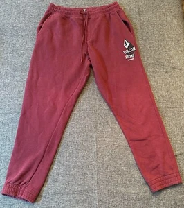 Volcom Men's M Foreman Fleece Sweatpants Jogger Red Skateboard Drawstring Warm - Picture 1 of 12