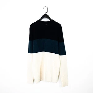 Next Black Green White Colourblock Crew Neck Soft Chunky Knit Jumper - Size M - Picture 1 of 19