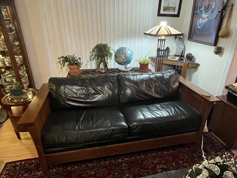 Stickley Mission Collection Cherry Spindle Sofa, Settle Cover