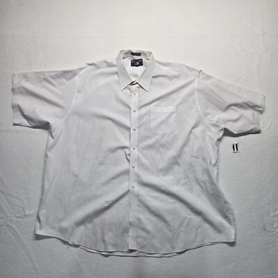 Falcon Bay 纯白色正装衬衫纽扣短袖成人男式 20 码 — 第 1/4 张图片